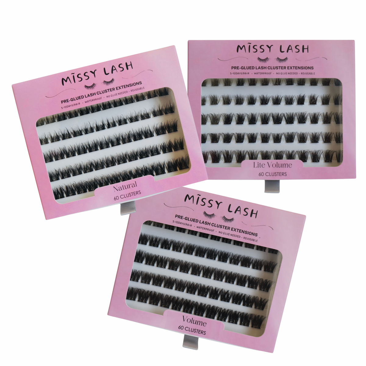 3-in-1 Pre-Glued Lash Combo Pack (Natural • Lite Volume • Volume)